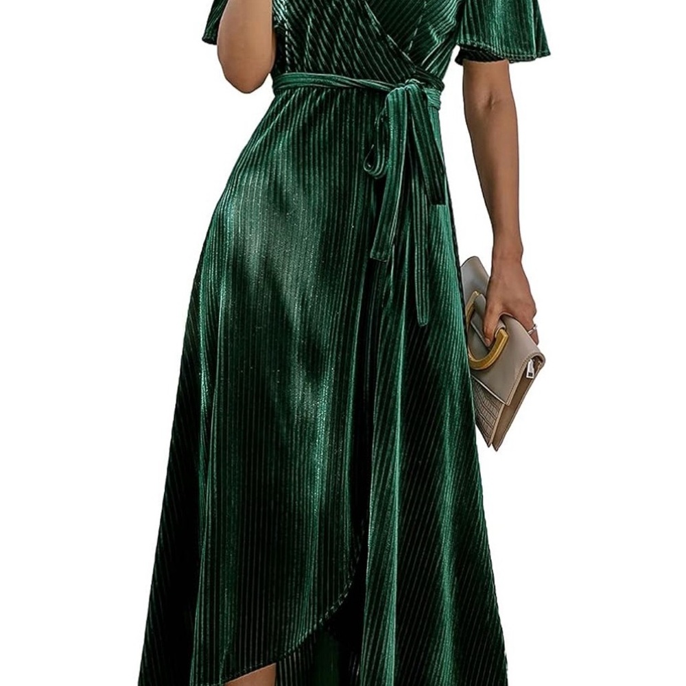 Elegant Asymmetrical Green Dress